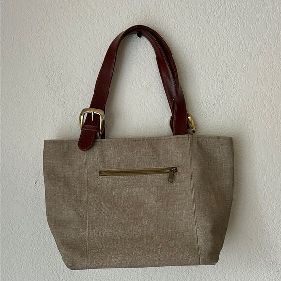 Elegant Brown and Tan Tote with Structured Design - Picture 2 of 11